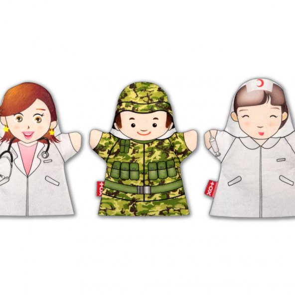 6 Parça  Meslekler El Kukla Set - Resim 3