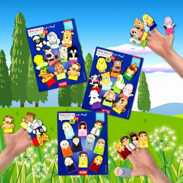 3 Set - 30 Parça  Evcil , Vahşi Hayvanlar ve Aile Parmak Kukla T771 T781 T751 - Resim 5