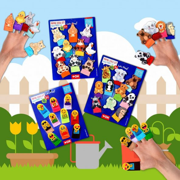 3 Set - 30 Parça  Evcil , Vahşi Hayvanlar ve Emojiler Parmak Kukla T772 T782 T106 - 5