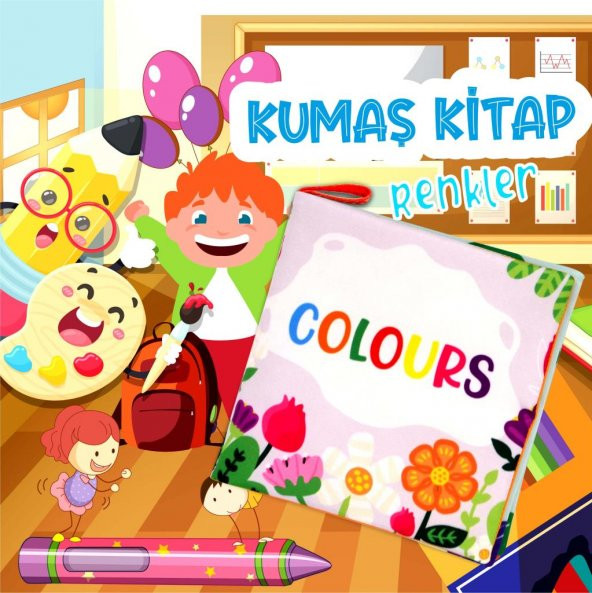 İngilizce Renkler Kumaş Sessiz Kitap E129 - Bez Kitap - Resim 2
