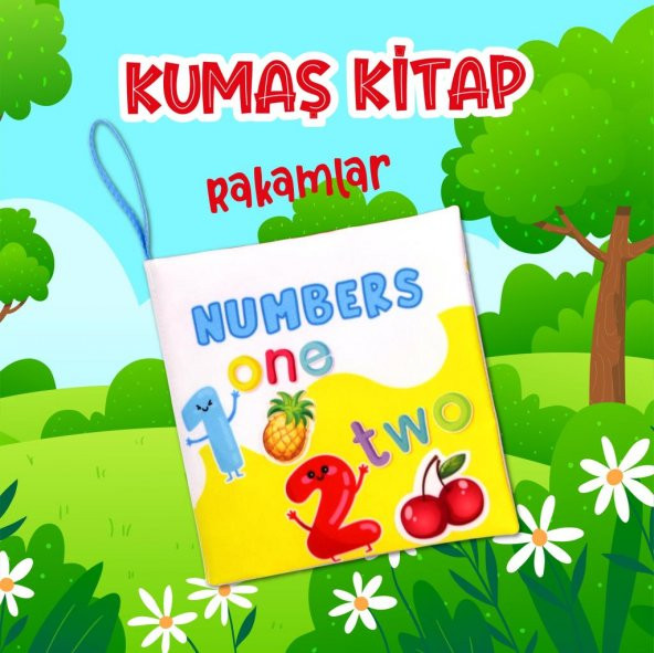 İngilizce Rakamlar Kumaş Sessiz Kitap E128 - Bez Kitap - Resim 2