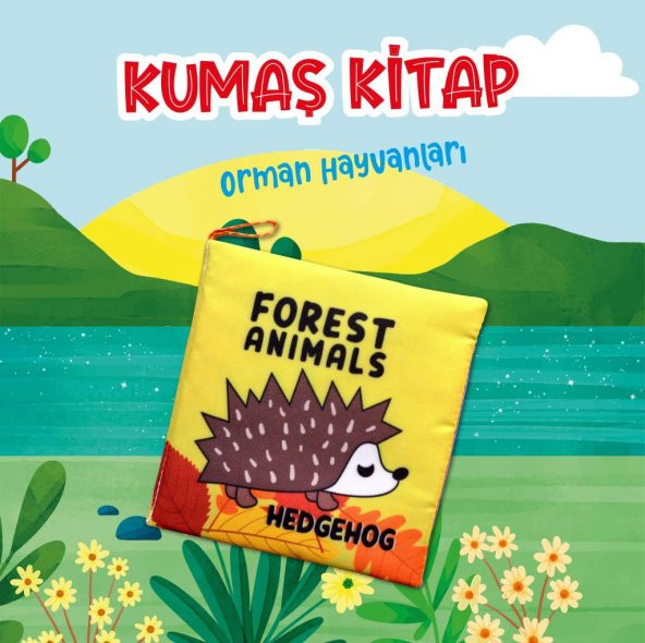 İngilizce Orman Hayvanları Kumaş Sessiz Kitap E127 - Bez Kitap - Resim 2