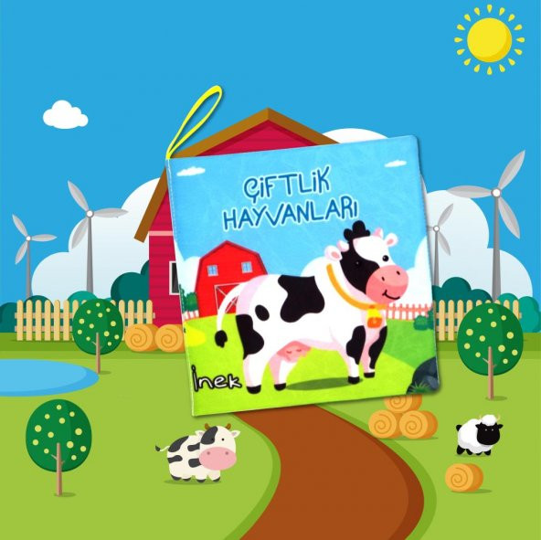 Çiftlik Hayvanları Kumaş Sessiz Kitap T134 - Bez Kitap - Resim 5