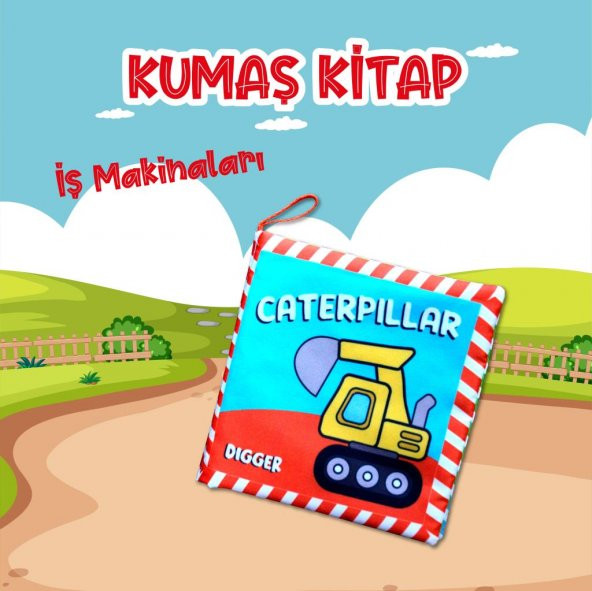 İngilizce İş Makinaları Kumaş Sessiz Kitap E118 - Bez Kitap - Resim 2