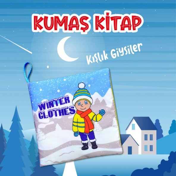 İngilizce Kışlık Giysiler Kumaş Sessiz Kitap E124 - Bez Kitap - Resim 2