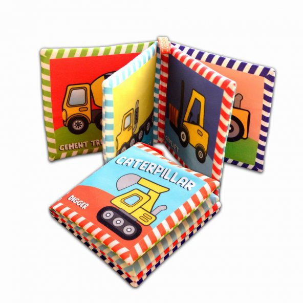 İngilizce İş Makinaları Kumaş Sessiz Kitap E118 - Bez Kitap - Resim 3