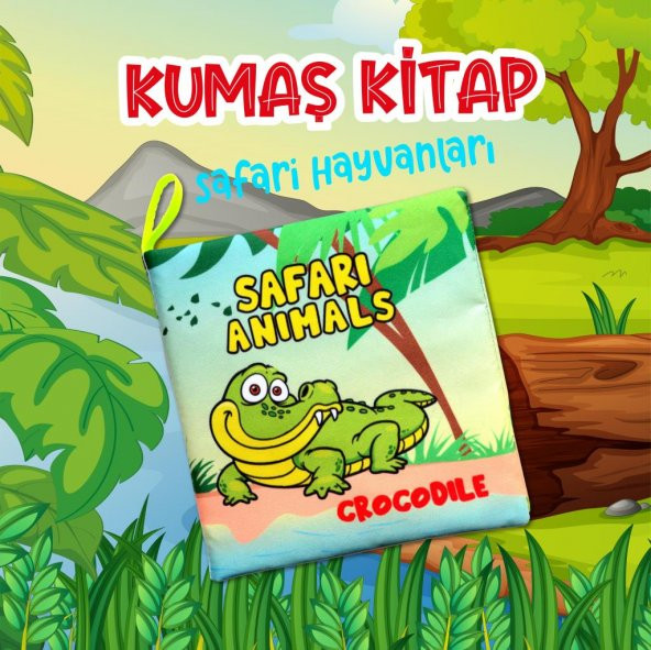 İngilizce Safari Hayvanları Kumaş Sessiz Kitap E130 - Bez Kitap - 2