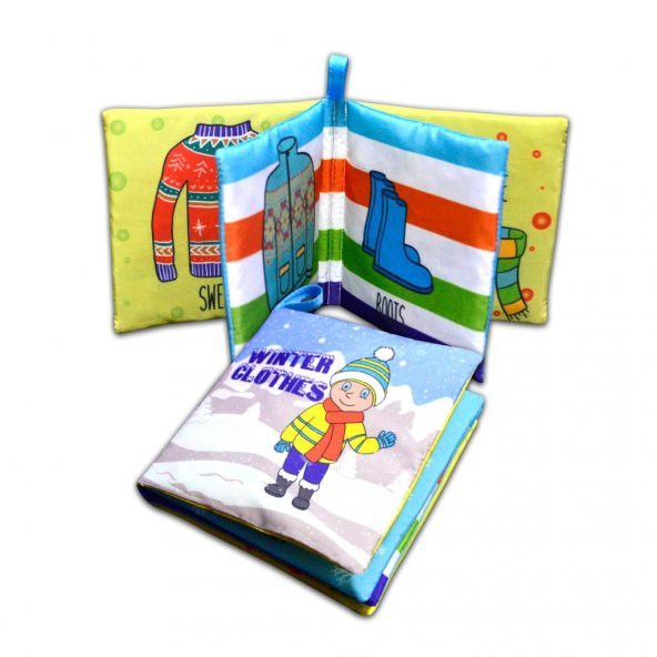 İngilizce Kışlık Giysiler Kumaş Sessiz Kitap E124 - Bez Kitap - Resim 3