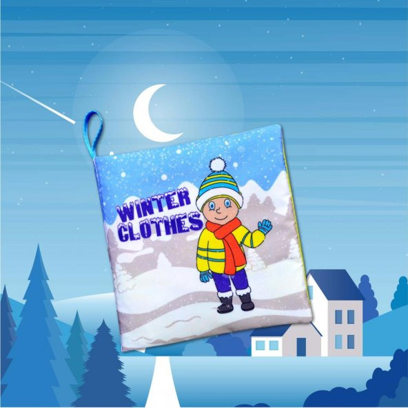 İngilizce Kışlık Giysiler Kumaş Sessiz Kitap E124 - Bez Kitap - Resim 5