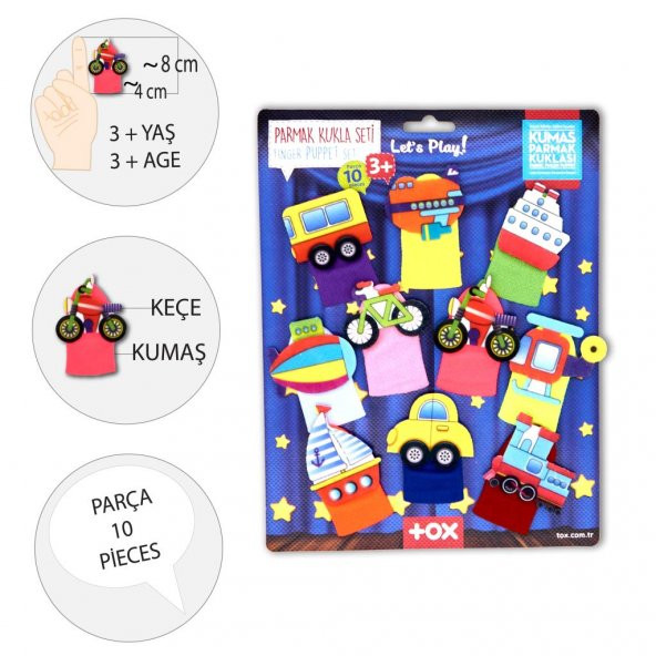 Taşıtlar 10 Parça Parmak Kukla T181 - Resim 3
