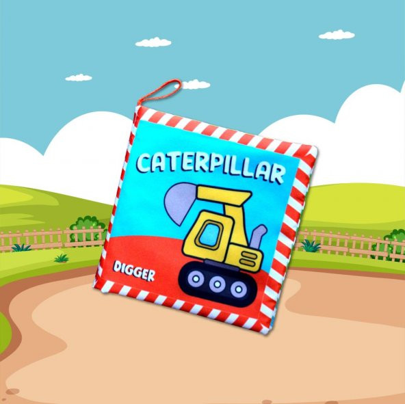 İngilizce İş Makinaları Kumaş Sessiz Kitap E118 - Bez Kitap - Resim 5