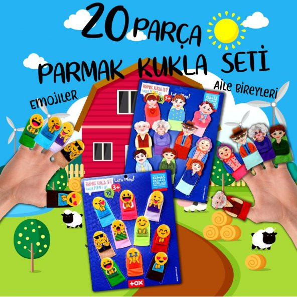 2 Set - 20 Parça  Emojiler ve Aile Bireyleri Parmak Kukla T106 T752 - 2