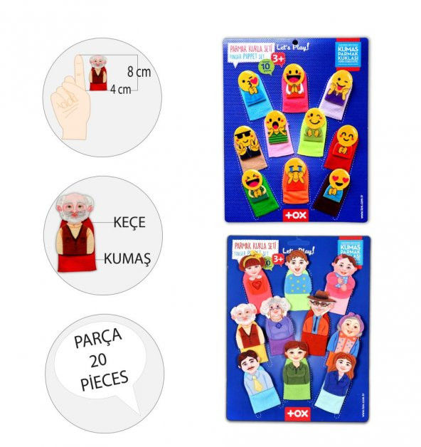 2 Set - 20 Parça  Emojiler ve Aile Bireyleri Parmak Kukla T106 T752 - 3