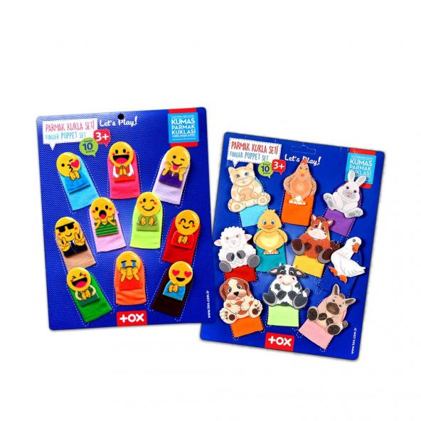 2 Set - 20 Parça  Emojiler ve Evcil Hayvanlar Parmak Kukla T106 T772