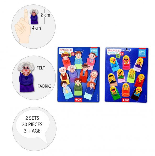 2 Set - 20 Parça  Emojiler ve Aile Bireyleri Parmak Kukla T106 T752 - 5