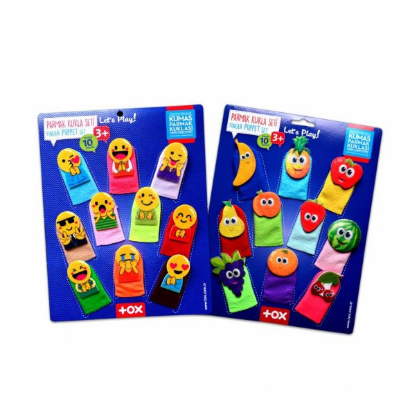 2 Set - 20 Parça  Emojiler ve Meyveler Parmak Kukla T106 T105 ürün görseli 1