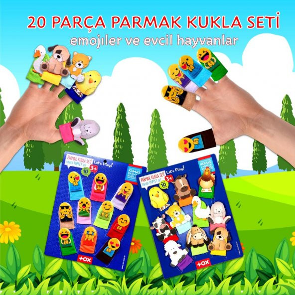 2 Set - 20 Parça  Emojiler ve Evcil Hayvanlar Parmak Kukla T106 T771 - Resim 2