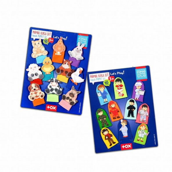 2 Set - 20 Parça  Evcil Hayvanlar ve Meslekler Parmak Kukla T772 T761 - Resim 4
