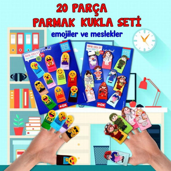 2 Set - 20 Parça  Emojiler ve Meslekler Parmak Kukla T106 T762 - 2