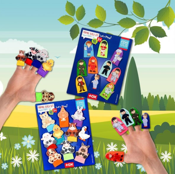 2 Set - 20 Parça  Evcil Hayvanlar ve Meslekler Parmak Kukla T772 T761 - Resim 5