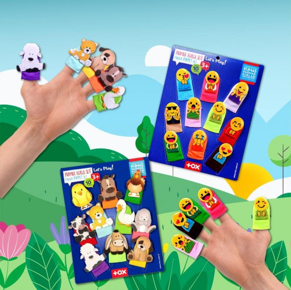 2 Set - 20 Parça  Emojiler ve Evcil Hayvanlar Parmak Kukla T106 T771 - Resim 5