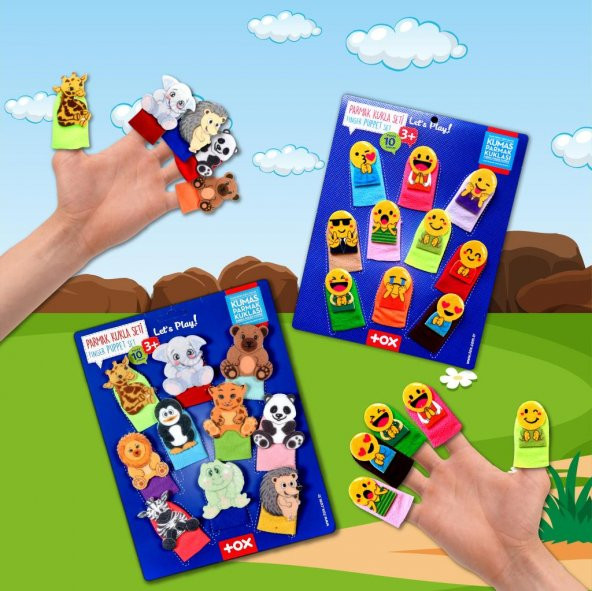 2 Set - 20 Parça  Emojiler ve Vahşi Hayvanlar Parmak Kukla T106 T782 - 5