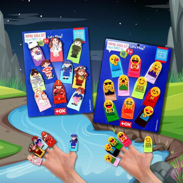 2 Set - 20 Parça  Emojiler ve Meslekler Parmak Kukla T106 T762 - 5