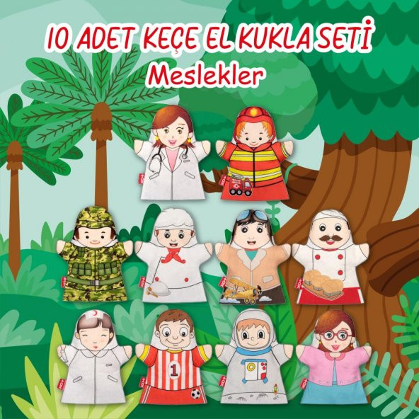 10 Parça  Meslekler El Kukla Set - Resim 2