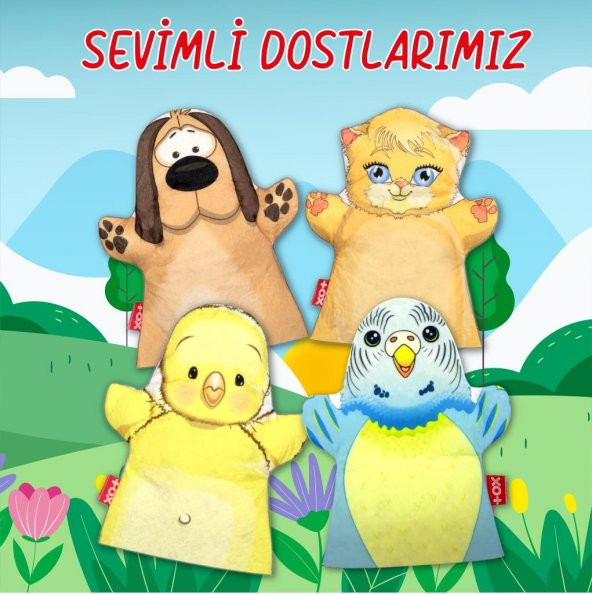 4 Parça  Sevimli Dostlarımız Keçe El Kukla Set - Resim 2