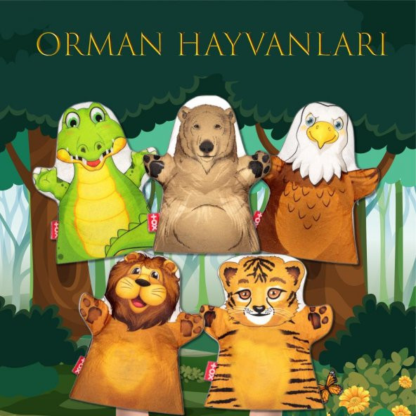 5 Parça  Orman Hayvanları Keçe El Kukla Set - 2