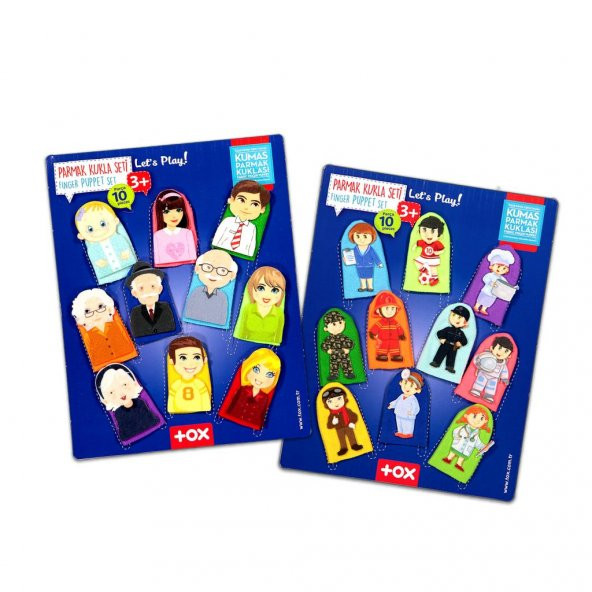 2 Set - 20 Parça  Meslekler ve Aile Üyeleri 20 Parça Parmak Kukla T751 T761