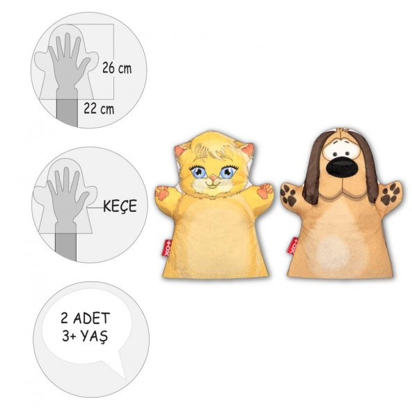 2 Parça  Sokaktaki Dostlarımız Keçe El Kukla Set - Resim 4
