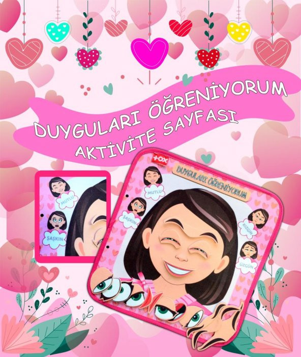 ( Kız ) Duyguları Öğreniyorum Keçe Cırtlı Aktivite Sayfası - Resim 2