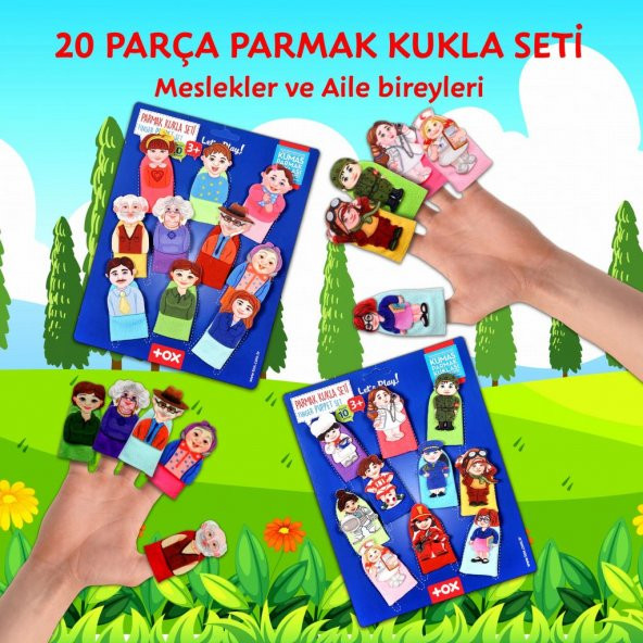 2 Set - 20 Parça  Meslekler ve Aile Üyeleri 20 Parça Parmak Kukla T752 T762 - Resim 2