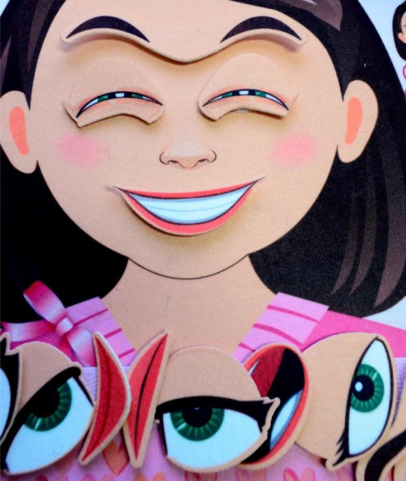 ( Kız ) Duyguları Öğreniyorum Keçe Cırtlı Aktivite Sayfası - Resim 4