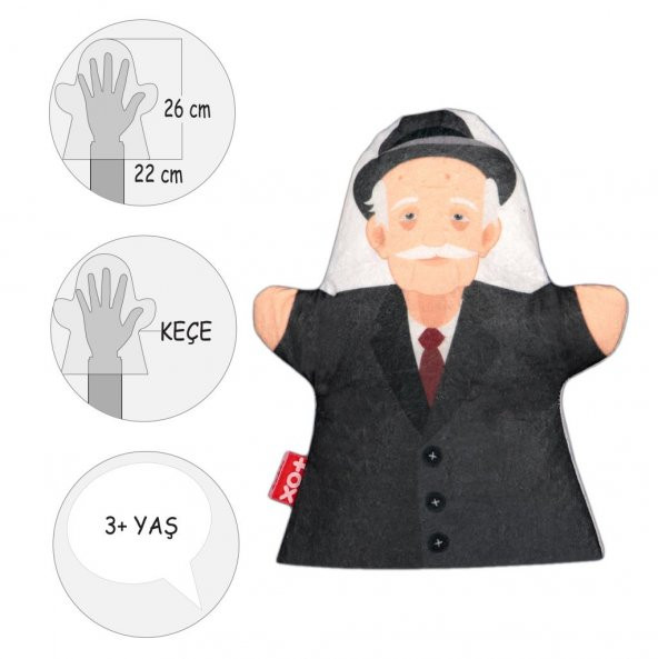 Büyükbaba Aile Bireyleri Keçe El Kukla T332 - Resim 4