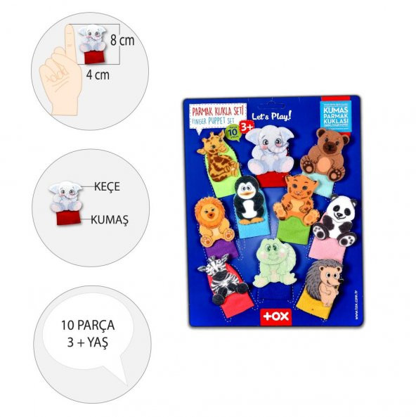 Vahşi Hayvanlar 10 Parça Parmak Kukla T782 - Resim 3