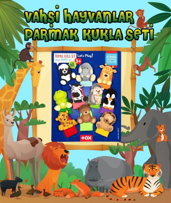 Vahşi Hayvanlar 10 Parça Parmak Kukla T781 - 5