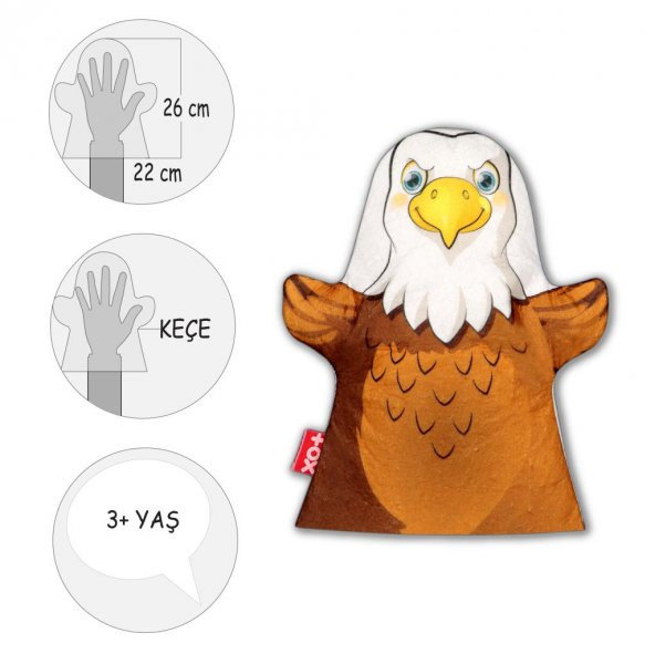 Kartal Vahşi Hayvanlar Keçe El Kukla T132 - Resim 4