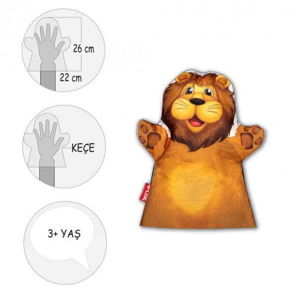 Aslan Vahşi Hayvanlar Keçe El Kukla T131 - Resim 4