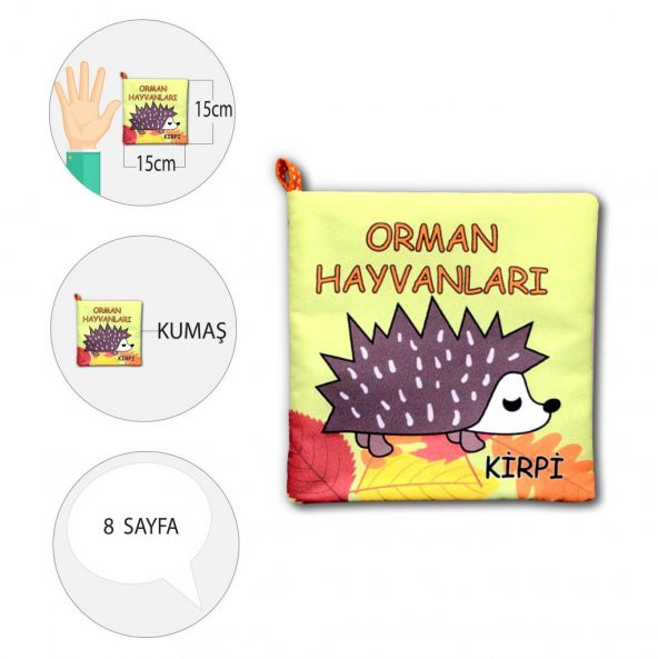 Orman Hayvanları Kumaş Sessiz Kitap T055 - Bez Kitap - 4