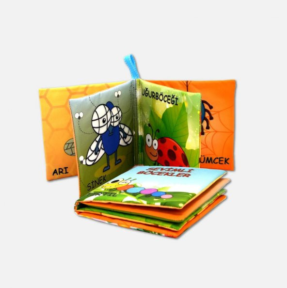 Sevimli Böcekler Kumaş Sessiz Kitap T054 - Bez Kitap - Resim 3