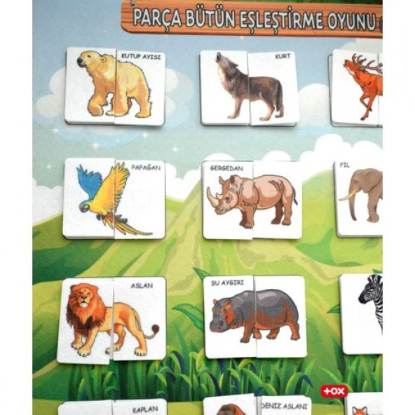 Parça Bütün Eşleştirme - Vahşi Hayvanlar Keçe Cırtlı Duvar Panosu - 2