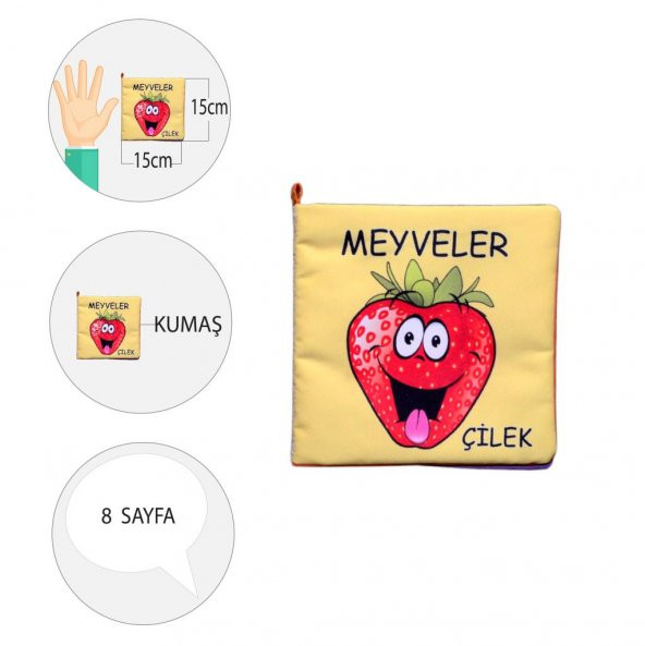 Meyveler Kumaş Sessiz Kitap T049 - Bez Kitap - 4