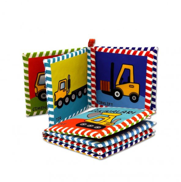 İş Makinaları Kumaş Sessiz Kitap T048 - Bez Kitap , - Resim 3