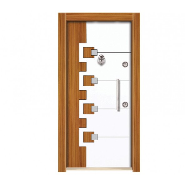 Ahşap Kaplama Düz Model Çelik Kapı Gizli Ayarlı Tırnaklı Sistem ürün görseli