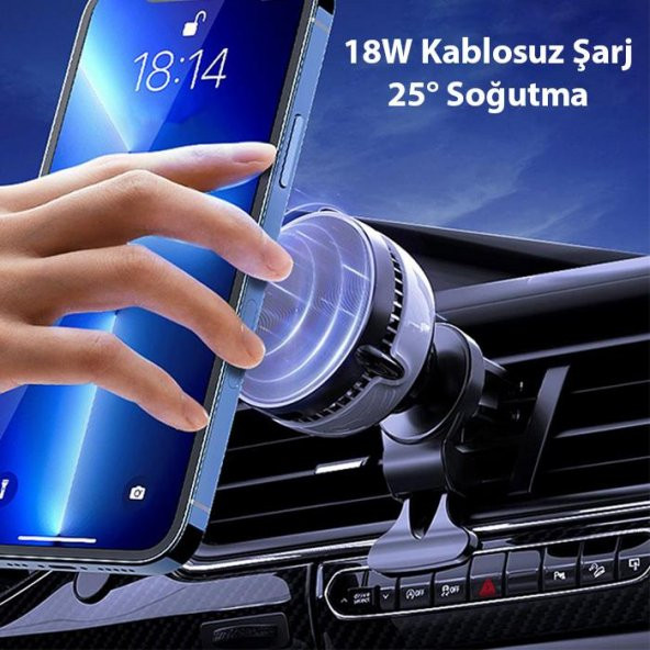 Coofbe Güçlü Magsafe İphone Araç İçi Telefon Tutucu İphone 12 13 14 Pro Max Araç Tutucu Soğutmalı Telefon Tutucu - 3