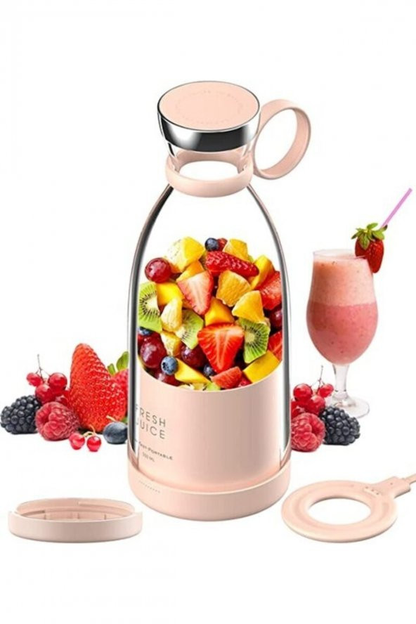 Taşınabilir Blender Şişe Smoothie, Shake Yapıcı, Mini Blender Usb Şarj Edilebilir, 350 ml