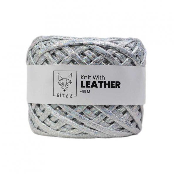 Ritzz Leather Snake Deri Görünümlü İp Gümüş Beyaz