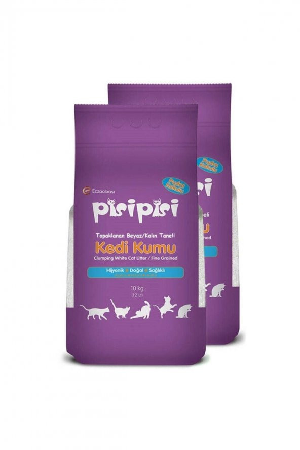 Pisi Pisi Kedi Kumu Pudra Kokulu Ince 10 Kg (2 Lİ AVANTAJ PAKET)